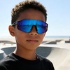 image:imageDUCO Kids Baseball Sunglasses for Boys Girls Age 616 Polarized  UV400 Protection Youth Cycling Goggles for Boys Girls Unbreakable Flexible Frame with Case amp Carry Case20 Black Frame Revo Blue Lens