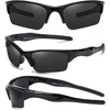 image:imageDUCO Little Kids Sunglasses Age 47 Unbreakable Polarized Cycling Glasses with Case amp Strap K014Black Frame Black Temple