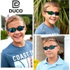 image:imageDUCO Little Kids Sunglasses Age 47 Unbreakable Polarized Cycling Glasses with Case amp Strap K014Black Frame Green Lens
