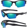 image:imageDUCO Little Kids Sunglasses Age 47 Unbreakable Polarized Cycling Glasses with Case amp Strap K014Black Frame Green Lens