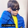 image:imageDUCO Little Kids Sunglasses Age 47 Unbreakable Polarized Cycling Glasses with Case amp Strap K014Black Frame Yellow Temple