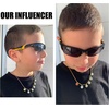 image:imageDUCO Little Kids Sunglasses Age 47 Unbreakable Polarized Cycling Glasses with Case amp Strap K014Black Frame Yellow Temple