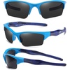 image:imageDUCO Little Kids Sunglasses Age 47 Unbreakable Polarized Cycling Glasses with Case amp Strap K014Blue Frame Blue Temple