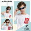 image:imageDUCO Little Kids Sunglasses Age 47 Unbreakable Polarized Cycling Glasses with Case amp Strap K014Blue Frame Yellow Temple