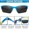 image:imageDUCO Little Kids Sunglasses Age 47 Unbreakable Polarized Cycling Glasses with Case amp Strap K014Blue Frame Yellow Temple