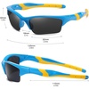 image:imageDUCO Little Kids Sunglasses Age 47 Unbreakable Polarized Cycling Glasses with Case amp Strap K014Blue Frame Yellow Temple
