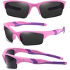 image:imageDUCO Little Kids Sunglasses Age 47 Unbreakable Polarized Cycling Glasses with Case amp Strap K014Pink Frame Purple Temple