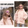 image:imageDUCO Little Kids Sunglasses Age 47 Unbreakable Polarized Cycling Glasses with Case amp Strap K014Purple Frame Pink Temple