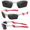 image:imageDUCO Little Kids Sunglasses Age 47 Unbreakable Polarized Cycling Glasses with Case amp Strap K014White Frame Red Temple