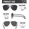 image:imageDUCO Mens Sunglasses Retro Oversized Metal Frame Vintage Polarized Sunglasses for Women Fashion Shades UV Protection DC3039Black Frame Grey Lens