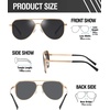 image:imageDUCO Mens Sunglasses Retro Oversized Metal Frame Vintage Polarized Sunglasses for Women Fashion Shades UV Protection DC3039Gold Frame Grey Lens