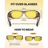 image:imageDUCO Night Driving Glasses Night Vision Glasses Fit Over Glasses for Men Women Polarized AntiGlare Pro Yellow Lens 8953YA04m Size Wine Red Frame Night Vision Lens