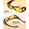 image:imageDUCO Night Driving Glasses Night Vision Glasses Fit Over Glasses for Men Women Polarized AntiGlare Pro Yellow Lens 8953YB04l Size Wine Red Frame Night Vision Lens