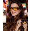 image:imageDUCO Night Driving Glasses Night Vision Glasses Fit Over Glasses for Men Women Polarized AntiGlare Pro Yellow Lens 8953YB04l Size Wine Red Frame Night Vision Lens