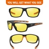 image:imageDUCO Night Driving Glasses for Men Women Antiglare HD Polarized Yellow Tinted Sunglasses UV400 Protection DC6201YBlack Frame Orange Temple Night Vision Lens