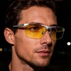 image:imageDUCO Night Vision Driving Glasses for Men Anti Glare Polarized HD Lens Fashion Nighttime Running Fishing Glasses DC8125Silver Frame Night Vision Lens