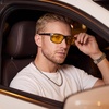 image:imageDUCO Night Vision Glasses For Men Night Time Driving Glasses For Men Anti Glare Black Square 9018Y Black Frame Night Vision Lens