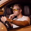 image:imageDUCO Night Vision Glasses For Men Night Time Driving Glasses For Men Anti Glare Black Square 9018Y Black Frame Night Vision Lens