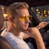 image:imageDUCO Night Vision Glasses for Men Women Chic Metal Polygon Frame AntiGlare UV400 Protection Yellow Polarized Lens 309YGold Frame Night Vision Lens