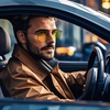 image:imageDUCO Night Vision Glasses for Men Women Chic Metal Polygon Frame AntiGlare UV400 Protection Yellow Polarized Lens 309YMatte Black Frame Night Vision Lens