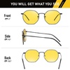 image:imageDUCO Night Vision Glasses for Men Women Chic Metal Polygon Frame AntiGlare UV400 Protection Yellow Polarized Lens 309YMatte Black Frame Night Vision Lens