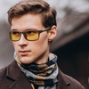 image:imageDUCO Night Vision Glasses for Men and Women Anti Glare Night Driving Glasses Polarized UV400 Protection Yellow Glasses 223 Brown Frame Night Vision Lens
