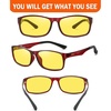 image:imageDUCO Night Vision Glasses for Men and Women Anti Glare Night Driving Glasses Polarized UV400 Protection Yellow Glasses 223 Transparent Wine Red Frame Night Vision Lens