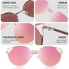 image:imageDUCO Oversized Cat Eye Sunglasses for Women Retro Round Polarized Sun Glasses UV400 Protection W018Gold Pink