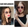 image:imageDUCO Oversized Cat Eye Sunglasses for Women Trendy Sunglasses 1201Champagne Frame Brown Lens