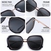 image:imageDUCO Oversized Square Polarized Sunglasses for Women Diamond Trim Style UV Protection Designer Sun Glasses DC1225Black Grey