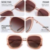 image:imageDUCO Oversized Square Polarized Sunglasses for Women Diamond Trim Style UV Protection Designer Sun Glasses DC1225Transparent Brown