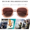 image:imageDUCO Oversized Square Polarized Sunglasses for Women Diamond Trim Style UV Protection Designer Sun Glasses DC1225Transparent Brown