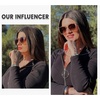 image:imageDUCO Oversized Square Polarized Sunglasses for Women Diamond Trim Style UV Protection Designer Sun Glasses DC1225Transparent Brown