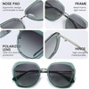 image:imageDUCO Oversized Square Polarized Sunglasses for Women Diamond Trim Style UV Protection Designer Sun Glasses DC1225Transparent Green