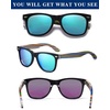 image:imageDUCO Polarized Driving Handmade Walnut Wooden 100 UV 400 Protection Sunglasses for Men 2141Black Frame Revo Green Lens
