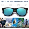 image:imageDUCO Polarized Driving Handmade Walnut Wooden 100 UV 400 Protection Sunglasses for Men 2141Black Frame Revo Green Lens