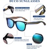 image:imageDUCO Polarized Driving Handmade Walnut Wooden 100 UV 400 Protection Sunglasses for Men 2141Black Frame Revo Green Lens