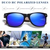 image:imageDUCO Polarized Driving Handmade Walnut Wooden 100 UV 400 Protection Sunglasses for Men 2141Blue Lens Walnut Temple