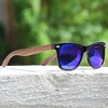 image:imageDUCO Polarized Driving Handmade Walnut Wooden 100 UV 400 Protection Sunglasses for Men 2141Blue Lens Walnut Temple