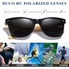 image:imageDUCO Polarized Driving Handmade Walnut Wooden 100 UV 400 Protection Sunglasses for Men 2141Grey Lens Bamboo Temple