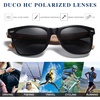 image:imageDUCO Polarized Driving Handmade Walnut Wooden 100 UV 400 Protection Sunglasses for Men 2141Grey Lens Walnut Temple