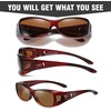 image:imageDUCO Polarized Fitover Sunglasses UV400 Protection amp HD for Unisex 895305 M Wine Red Frame Brown Lens