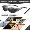 image:imageDUCO Polarized Fitover Sunglasses UV400 Protection amp HD for Unisex 895310 M Clear Grey Frame Grey