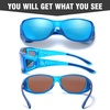 image:imageDUCO Polarized Fitover Sunglasses UV400 Protection amp HD for Unisex 8953M Transparent Blue Frame Revo Blue Lens