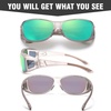 image:imageDUCO Polarized Fitover Sunglasses UV400 Protection amp HD for Unisex 8953M Transparent Grey Frame Revo Green Lens