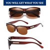 image:imageDUCO Polarized Fitover Sunglasses UV400 Protection amp HD for Unisex 8960Transparent Brown Frame Brown Lens