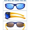 image:imageDUCO Polarized Kids Sunglasses with Strap 410 Age  22g K001  UV400 Protection Sports Glasses for Boys Girls Impactresistant Running Shades for Cycling SoftballK001revo Blue for Age 610