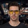 image:imageDUCO Polarized Night Vision Glasses for Men and Women Yellow Safety Driving Glasses with UV Protection and Anti GlareA02transparent Grey Frame Night Vision Lens