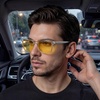 image:imageDUCO Polarized Night Vision Glasses for Men and Women Yellow Safety Driving Glasses with UV Protection and Anti GlareA03transparent Frame Silver Temple Night Vision Lens