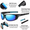 image:imageDUCO Polarized Sports Sunglasses for Men Women UV400 Protection Sun Glasses for Cycling Fishing Running and Driving F101Black Blue Frame Revo Blue Lens